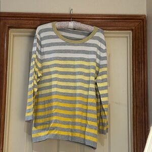 NWOT Talbots Gray and Yellow Crew Neck Sweater